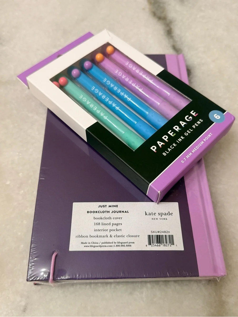 Kate Spade Initial Notebook Journal N and Paperage  Pen Set Purple Color Block